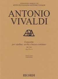 Cover image for Concerto for Violin, Strings and Basso Continuo - Rv216, Op. 6 No. 4: Score