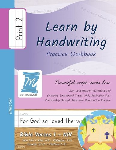 Cover image for Handwriting Practice Workbook - Bible Verses 1 - NIV - Print, Level 2