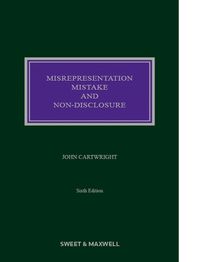 Cover image for Misrepresentation, Mistake and Non-Disclosure