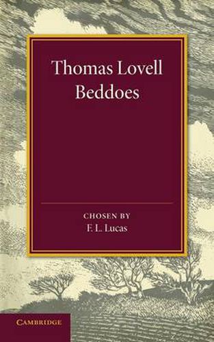 Cover image for Thomas Lovell Beddoes: An Anthology