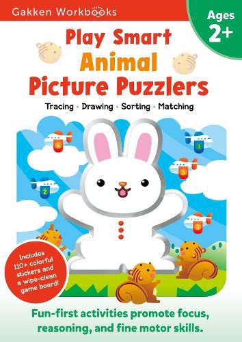 Cover image for Play Smart Animal Picture Puzzlers Age 2+: Preschool Activity Workbook with Stickers for Toddlers Ages 2, 3, 4: Learn Using Favorite Themes: Tracing, Matching Games (Full Color Pages)