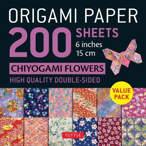 Cover image for Origami Paper 200 sheets Chiyogami Flowers 6" (15 cm)