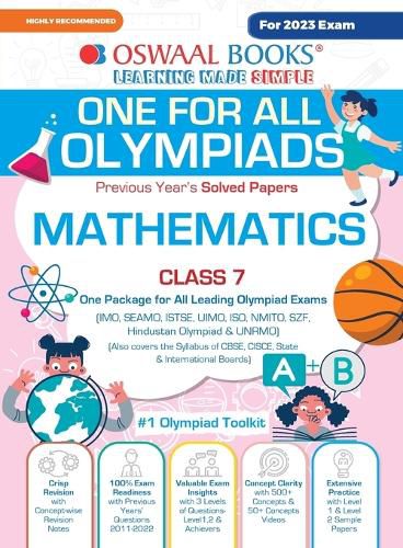 Cover image for Oswaal One For All Olympiad Previous Years' Solved Papers, Class-7 Mathematics Book (For 2023 Exam)