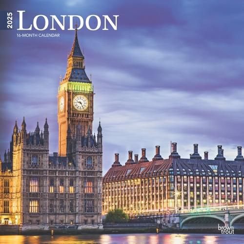 Cover image for London 2025 12 X 24 Inch Monthly Square Wall Calendar Plastic-Free Browntrout UK United Kingdom City