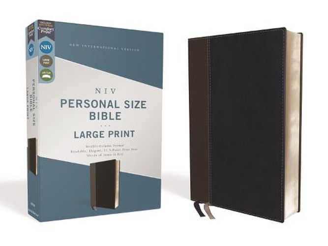 Cover image for NIV, Personal Size Bible, Large Print, Leathersoft, Black, Red Letter, Comfort Print