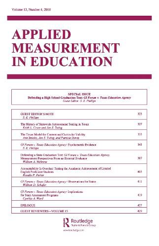 Cover image for Defending A High School Graduation Test: Gi Forum V. Texas Education Agency. A Special Issue of applied Measurement in Education