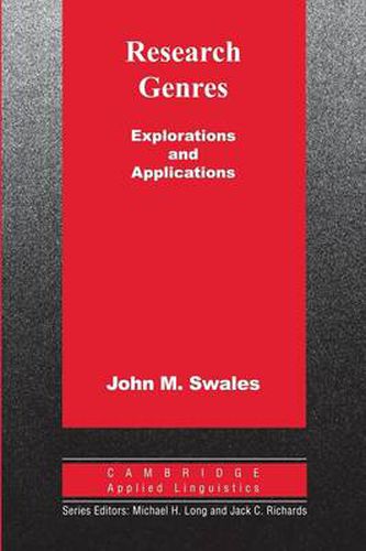 Cover image for Research Genres: Explorations and Applications