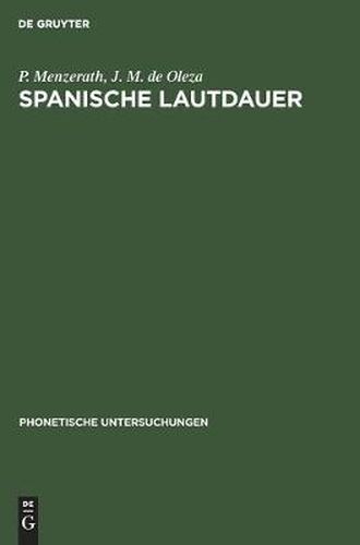 Cover image for Spanische Lautdauer: Eine Experimentelle Untersuchung