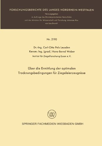 Cover image for UEber die Ermittlung der optimalen Trocknungsbedingungen fuer Ziegeleierzeugnisse