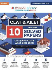 Cover image for Oswaal CLAT & AILET 10 Previous Years Solved Papers - Year-Wise CLAT (2020 -2024) & AILET (2020 - 2024) For Admission Test 2025