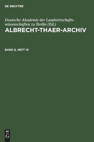 Cover image for Albrecht-Thaer-Archiv