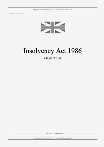 Cover image for Insolvency Act 1986 (c. 45)