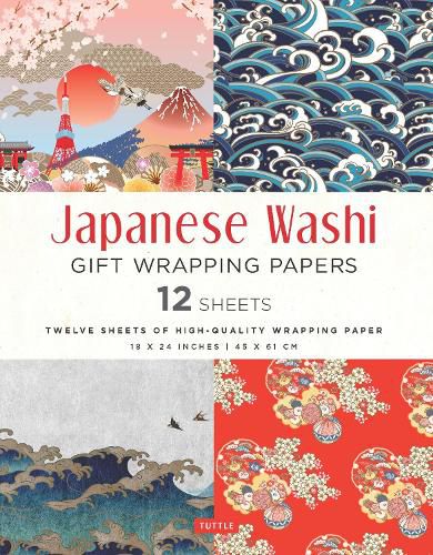 Cover image for Japanese Washi Gift Wrapping Papers - 12 Sheets