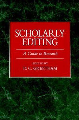 Cover image for Scholarly Editing: A Guide to Research