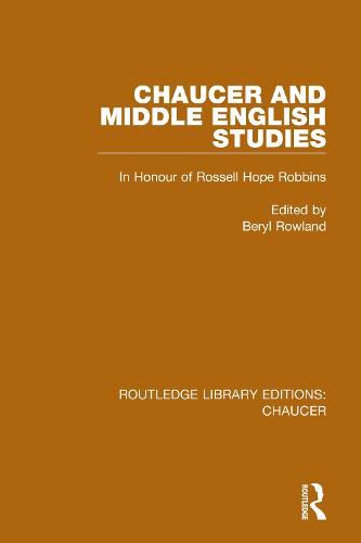 Cover image for Chaucer and Middle English Studies: In Honour of Rossell Hope Robbins