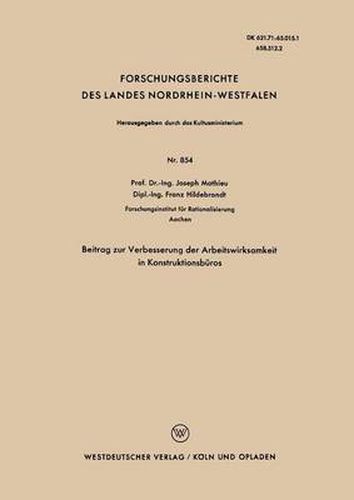 Cover image for Beitrag Zur Verbesserung Der Arbeitswirksamkeit in Konstruktionsburos