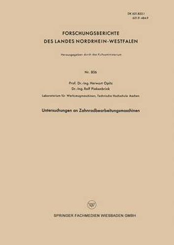 Cover image for Untersuchungen an Zahnradbearbeitungsmaschinen