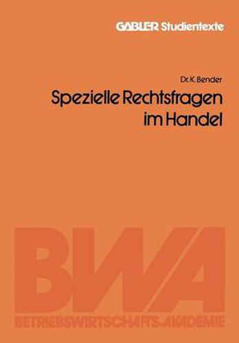 Cover image for Spezielle Rechtsfragen Im Handel