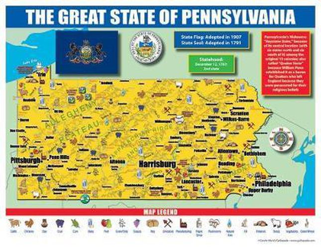 Pennsylvania State Map for Students - Pack of 30