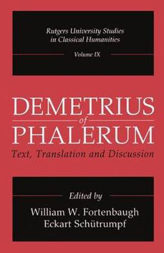 Cover image for Demetrius of Phalerum: Text, Translation and Discussion