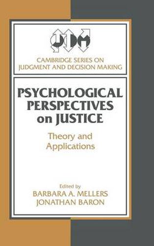 Cover image for Psychological Perspectives on Justice: Theory and Applications