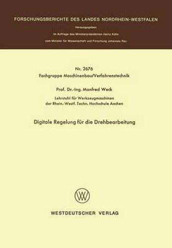 Cover image for Digitale Regelung Fur Die Drehbearbeitung