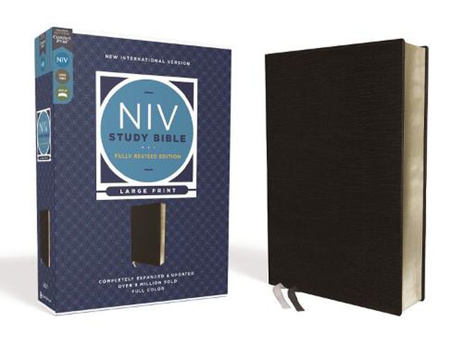 Cover image for NIV Study Bible, Fully Revised Edition, Large Print, Bonded Leather, Black, Red Letter, Comfort Print