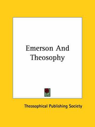 Cover image for Emerson and Theosophy