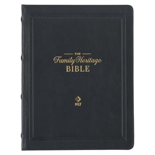 Cover image for NLT Family Heritage Bible, Large Print Family Devotional Bible for Study, New Living Translation Holy Bible Full-Grain Leather Hardcover, Additional Interactive Content, Black