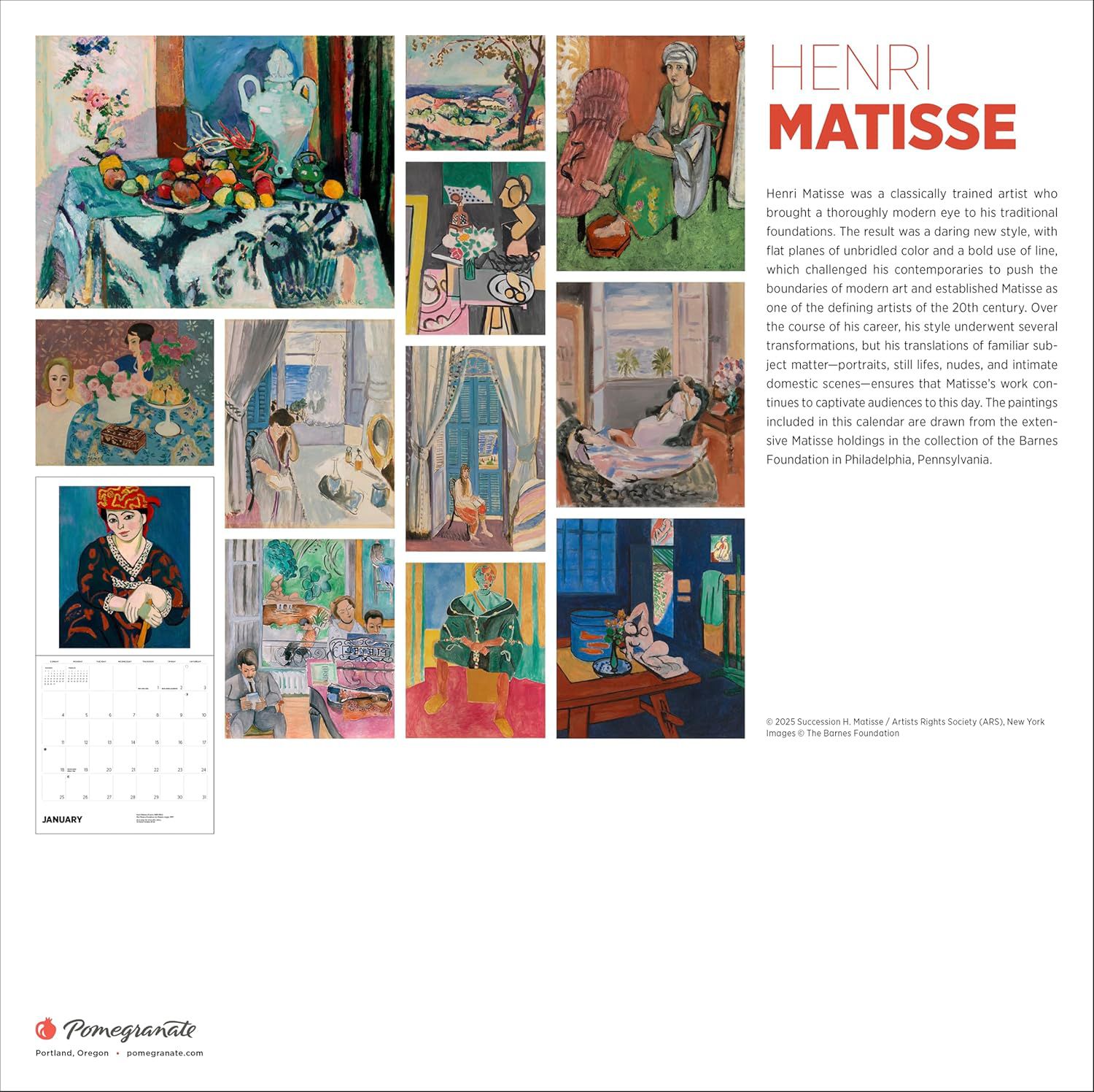 2026 Henri Matisse Wall Calendar
