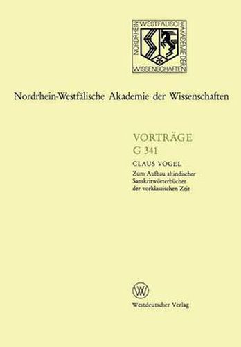 Cover image for Zum Aufbau Altindischer Sanskritwoerterbucher Der Vorklassischen Zeit