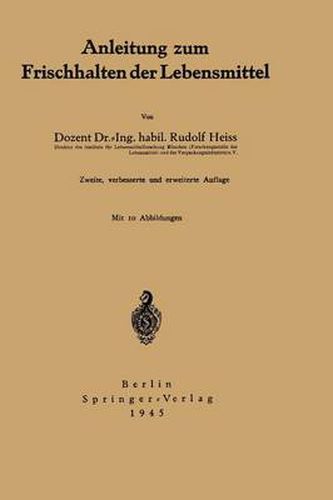 Cover image for Anleitung Zum Frischhalten Der Lebensmittel