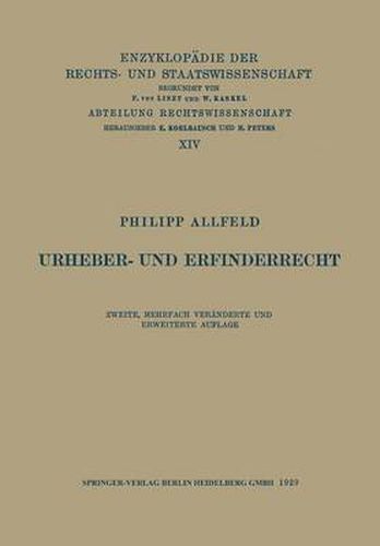 Cover image for Urheber- Und Erfinderrecht