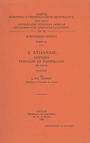 Cover image for S. Athanase. Lettres Festales Et Pastorales En Copte: V.
