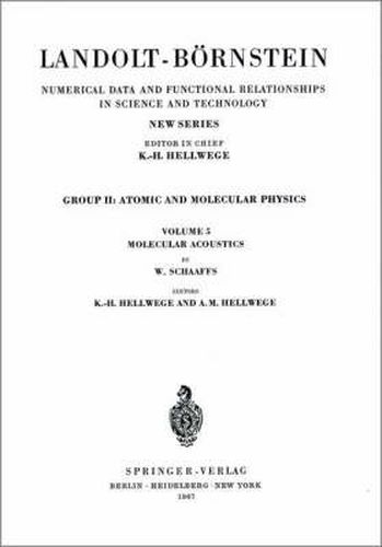 Cover image for Molecular Acoustics: Group 2: Molecules and Radicals: Molecular Acoustics