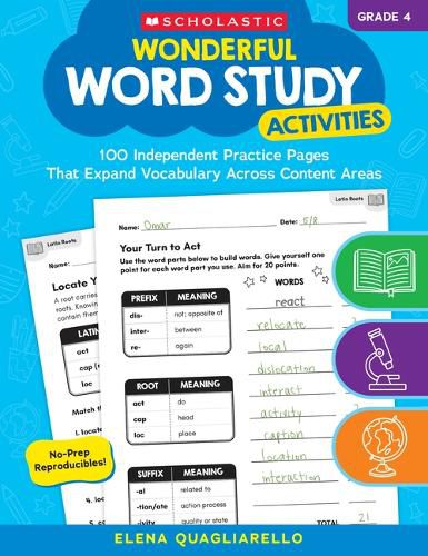 Cover image for Wonderful Word Study Activities: Grade 4: 100 Independent Practice Pages That Expand Vocabulary Across Content Areas