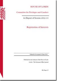 Cover image for Registration of interests: 1st report of session 2012-13