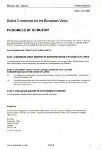 Cover image for Progress of Scrutiny, 15 December 2009