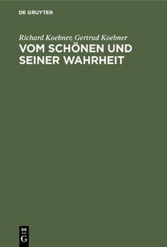 Cover image for Vom Schoenen und seiner Wahrheit