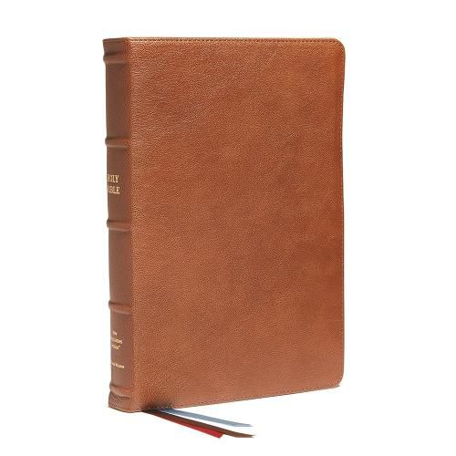 Cover image for NKJV, End-of-Verse Reference Bible, Personal Size Large Print, Premium Goatskin Leather, Brown, Premier Collection, Red Letter, Thumb Indexed, Comfort Print: Holy Bible, New King James Version