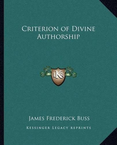 Cover image for Criterion of Divine Authorship