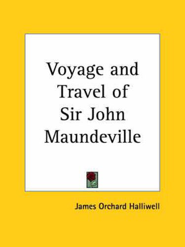 Cover image for Voyage and Travel of Sir John Maundeville (1883)