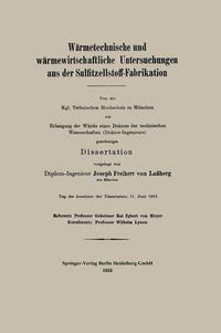 Cover image for Warmetechnische Und Warmewirtschaftliche Untersuchungen Aus Der Sulfitzellstoff-Fabrikation