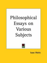 Cover image for Philosophical Essays on Various Subjects