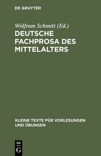 Cover image for Deutsche Fachprosa des Mittelalters