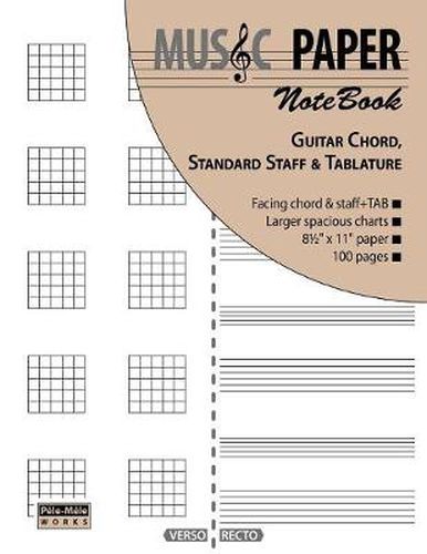 Cover image for MUSIC PAPER NoteBook - Guitar Chord, Standard Staff & Tablature