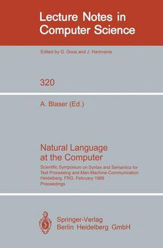 Cover image for Natural Language at the Computer