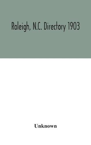 Cover image for Raleigh, N.C. directory 1903