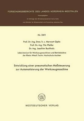 Cover image for Entwicklung Einer Pneumatischen Messsteuerung Zur Automatisierung Der Werkzeugmaschine