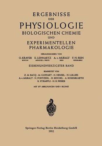 Cover image for Ergebnisse Der Physiologie Biologischen Chemie Und Experimentellen Pharmakologie: 47. Band